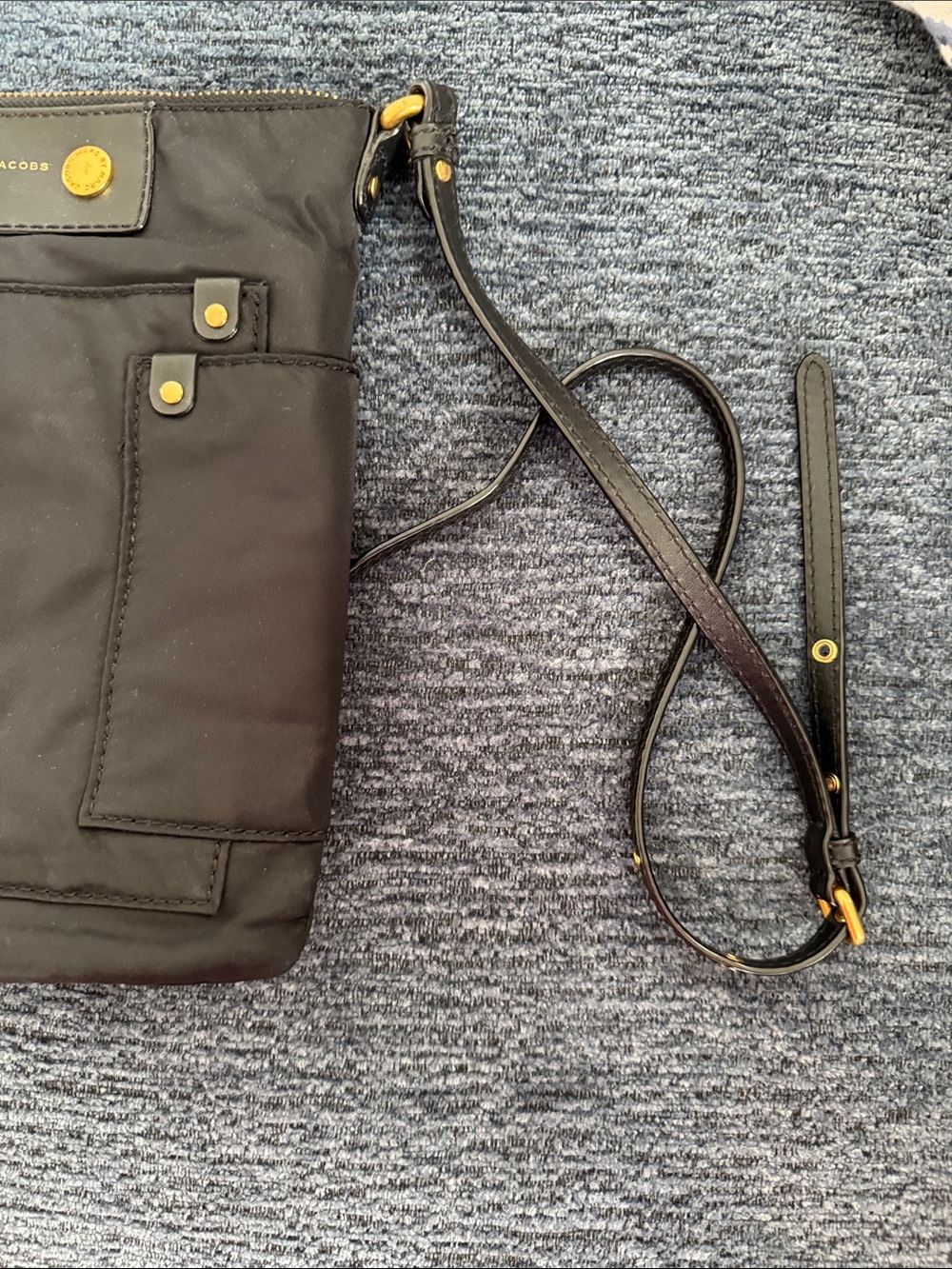 Marc By Marc Jacobs Black Nylon Messenger Crossbody with Gold Accents - Picture 3 of 6